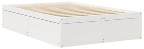 Cama com colchão 120x190 cm madeira de pinho maciça branco