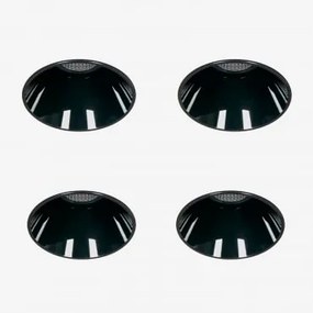Pack De 4 Downlights Led Embutidos Sem Moldura Trimless Redondos Ø6,8 Cm Em Alumínio Luisiana Preto & Branco 3000k & 11 W & 23º - Sklum