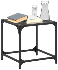 vidaXL Mesa de centro com topo em vidro preto 40x40x40 cm aço