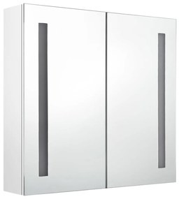 Armário espelhado casa de banho LED 62x14x60cm branco brilhante