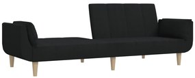 Sofá-cama 2 lugares com duas almofadas tecido preto