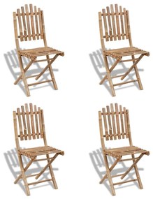 vidaXL Cadeiras de exterior dobráveis bambu 4 pcs