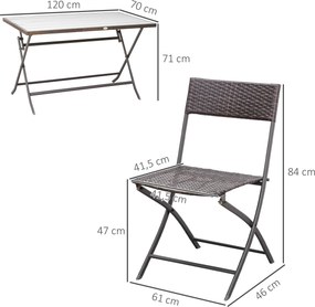 Conjunto de Refeição para Jardim – Ravello – 120x70 cm – Castanho – Vi