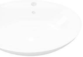 Lavatório cerâmico oval branco com buraco para torneira