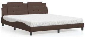 Cama com colchão 180x200 cm couro artificial castanho