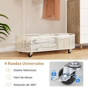 Guarda roupa para crianças com 3 alturas ajustáveis com rodas Armarios de livros de histórias com cesto Branco