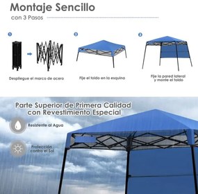 Tenda com abertura automática e pernas inclinadas 182 x 182 cm Toldo de proteção solar para exterior azul