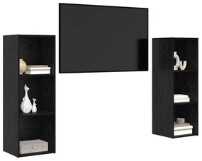 Conjunto de móvel de TV 2 pcs Carvalho Preto 107 x 35 x 37 cm
