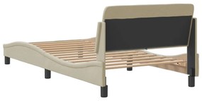 Estrutura de cama sem colchão 100x200 cm tecido cor creme