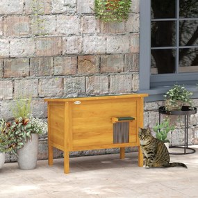 Casinha para gatos, exterior em madeira elevada com teto basculante e isolamento, 85 x 50 x 68,5 cm
