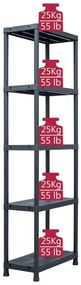 Estantes de arrumação 2 pcs preto 125 Kg 60x30x180 cm plástico