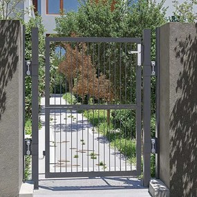 Portão de jardim, porta de jardim, aço galvanizado 106 x 6 x 170 cm Cinzento