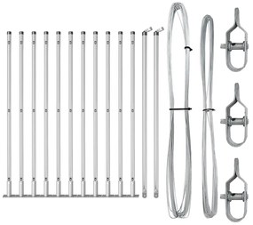 Conjunto de Postes de Cerca com Placas de Base 13 pcs Prateado