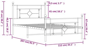 Estrutura de cama com cabeceira e pés 107x203 cm metal branco