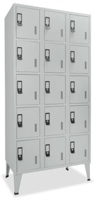 Cacifo Metálico Triplo 15 Portas Cinza 1900×900×500 mm com Chave - Standard