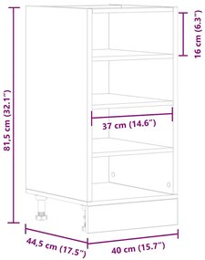 Armário inferior “Riga” 40x44,5x81,5cm cinzento sonoma