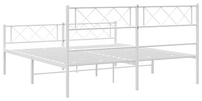 Estrutura de cama com cabeceira e pés 160x200 cm metal branco