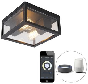 LED Smart plafondlamp zwart IP44 2-lichts incl. Wifi ST64 - Charlois Design