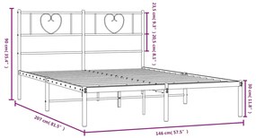 Estrutura de cama com cabeceira 140x200 cm metal branco