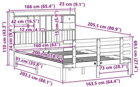 Cama com estante sem colchão 160x200 cm pinho maciço