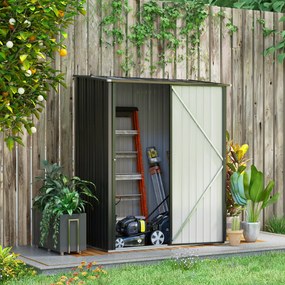 Abrigo de Jardim 1,34m² 161,5x94,5x196 cm Abrigo de Exterior de Aço Galvanizado com Porta e Fechadura Preto