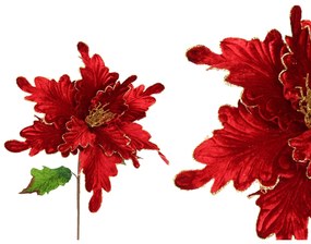 Flor Poinsettia Tecido Vermelha 74CM