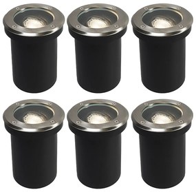 Conjunto de 6 focos de chão para exterior em aço ajustáveis IP65 - Delux Moderno
