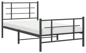 Estrutura de cama com cabeceira e pés 100x200 cm metal preto