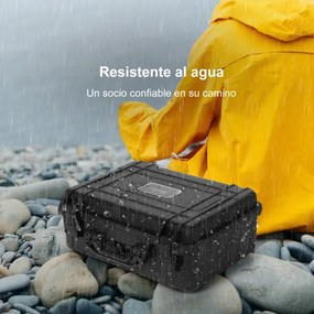 Estojo rígido portátil à prova d'água para exteriores com inserção de espuma personalizável para eletrónica e câmeras 34 x 31 x 16 cm preta