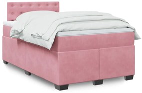 Cama boxspring com colchão 120x200 cm veludo rosa