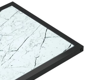 Mesa apoio computador mármore branco 50x35x65cm vidro temperado