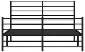 Estrutura de cama com cabeceira e pés 140x200 cm metal preto