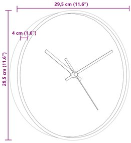 Relógio de parede Ø29,5 cm poliestireno e vidro dourado e azul