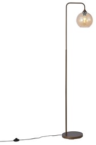 Candeeiro de pé Art Deco bronze escuro com vidro âmbar - Sandra