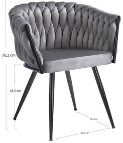 Cadeira Widny Black Veludo - Cinza escuro
