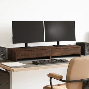 vidaXL Suporte p/ monitor gavetas derivados madeira carvalho castanho