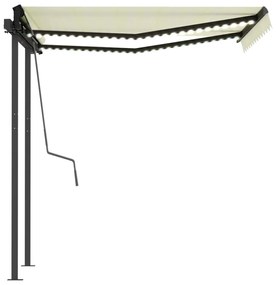 Toldo retrátil manual com LED 3x2,5 m cor creme