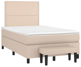 vidaXL Cama boxspring c/ colchão 120x190cm couro artificial cappuccino