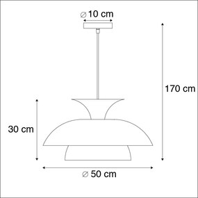 Candeeiro de suspensão redondo moderno preto com ouro de 3 camadas - Titus Moderno