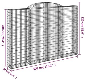 Cestos gabião arqueados 5pcs 300x30x200/220cm ferro galvanizado