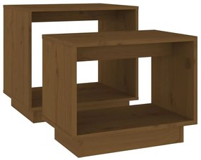 Mesas de centro de encastrar 2 pcs pinho maciço castanho mel