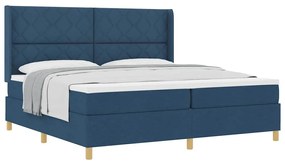 Cama Box com Colchão Azul - 200x200 cm em Tecido