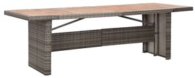 310070 vidaXL Mesa de jardim 240x90x74 cm vime PE e madeira acácia maciça
