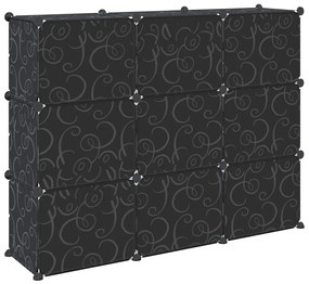Organizador de arrumação com 9 cubos e portas PP preto