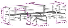 7 pcs conjunto de sofás para jardim pinho maciço branco