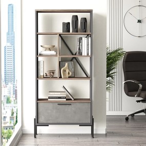 Estante VS4 – Castanho, Cinzento e Antracite – 75,5x160,8x44,5 cm