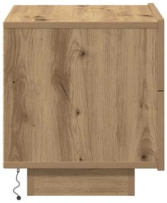Mesa de Cabeceira vidaXL com Luzes LED Carvalho Artesanal 100x36x49 cm