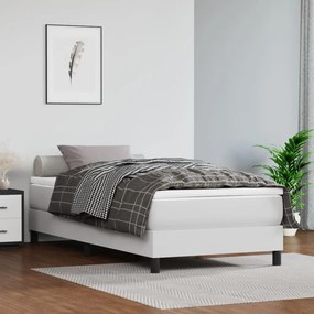 3120671 vidaXL Estrutura de cama com molas 90x190 cm couro artificial branco