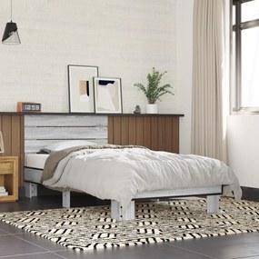 vidaXL Estrutura de cama derivados de madeira e metal cinzento sonoma