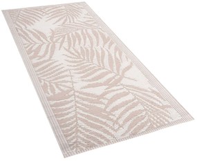 Tapete de exterior com padrão de folhas de palmeira creme 60 x 105 cm KOTA Beliani